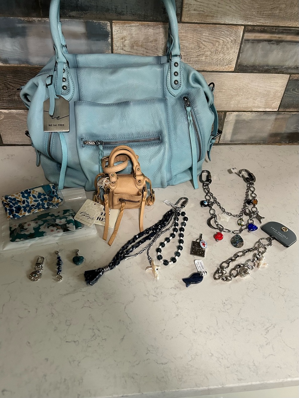 LIKE NEW We The Free Emerson Tote Washed Sail-Micro Emerson-Charms & Scarves - Picture 10 of 16